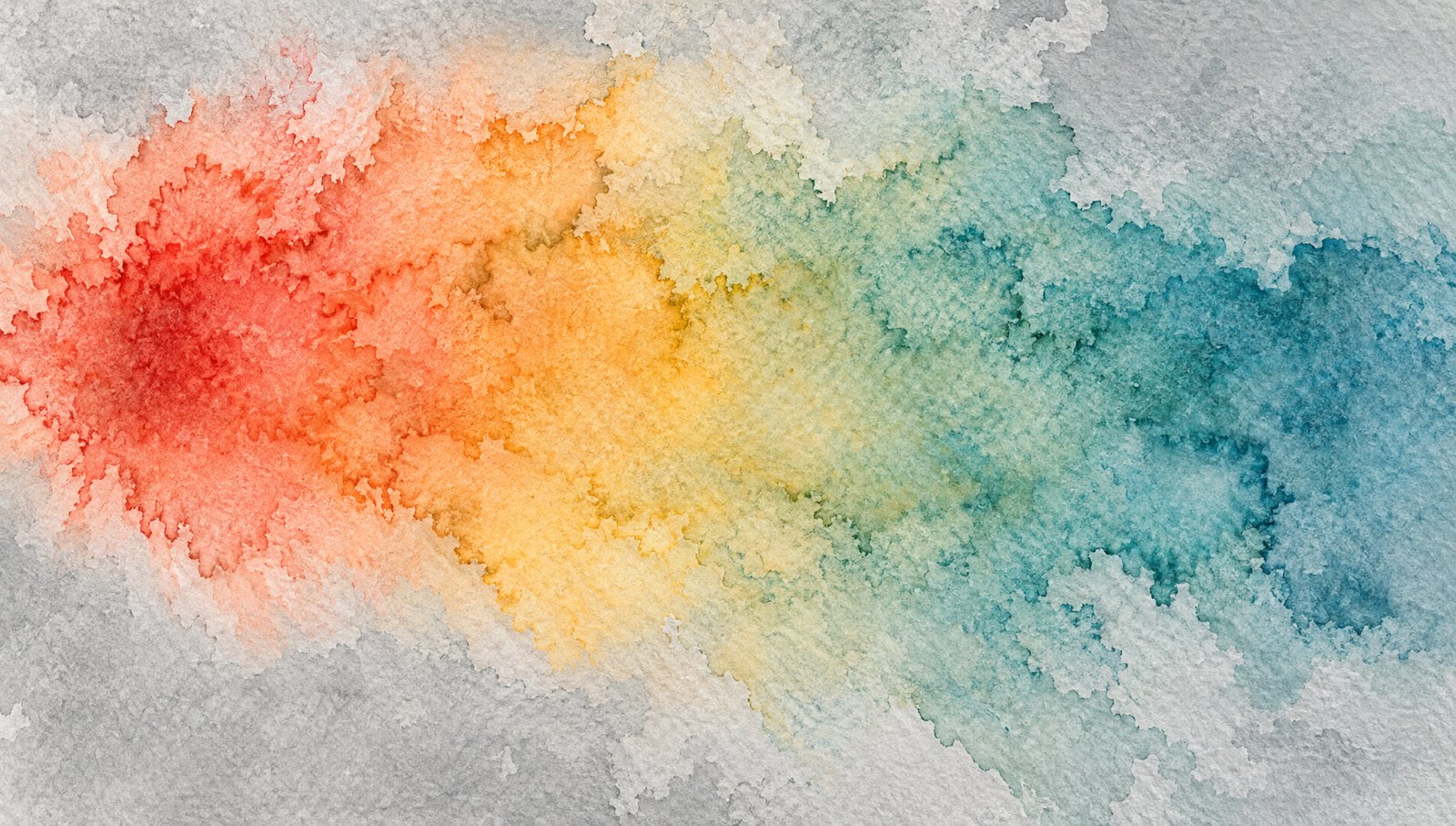 Warm watercolor pigment blooming across grey wash